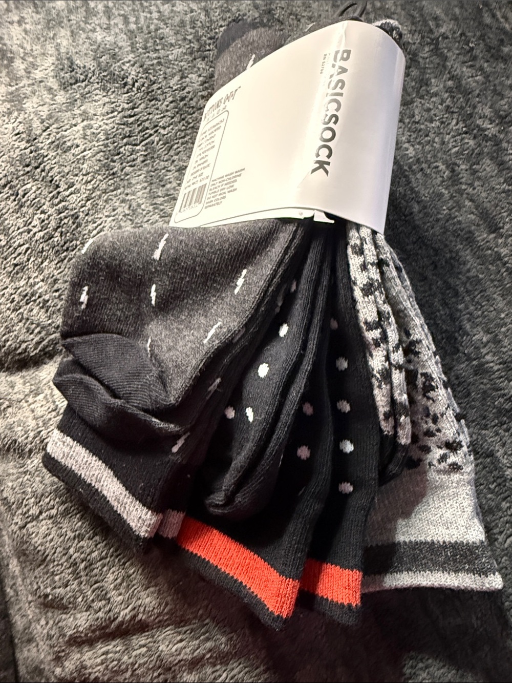 Basic Sock Men's Mid-Calf 3-Pack - Gray Pattern - Picture 2 of 4